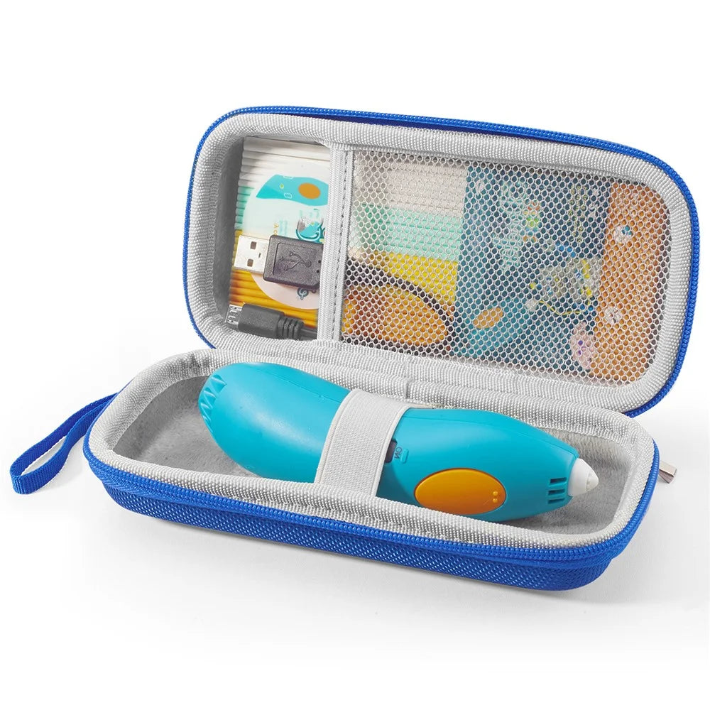 For 3Doodler Start+ Essentials 2024 2023 3D Kids Printing Pen Carrying Case Protective Portable Storage Bag - Blue + Gray - 2
