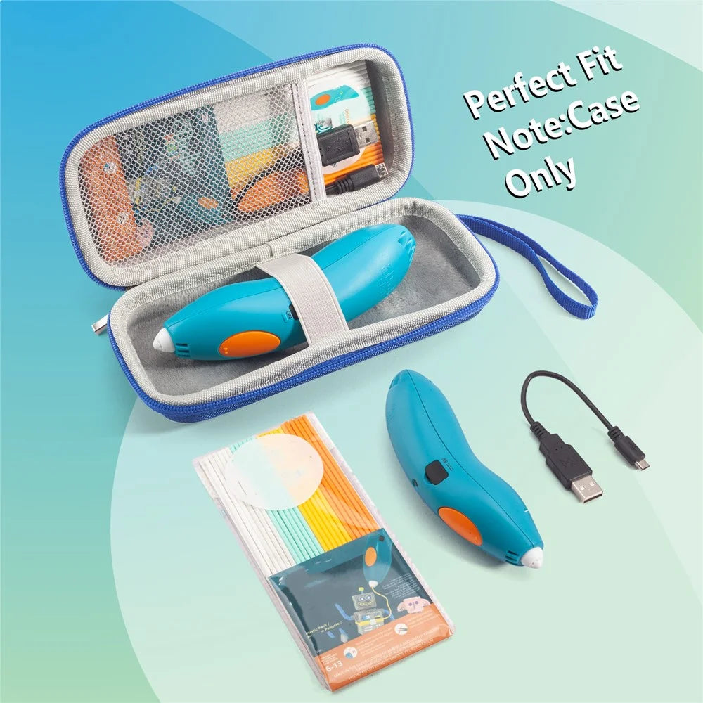 For 3Doodler Start+ Essentials 2024 2023 3D Kids Printing Pen Carrying Case Protective Portable Storage Bag - Blue + Gray - 4