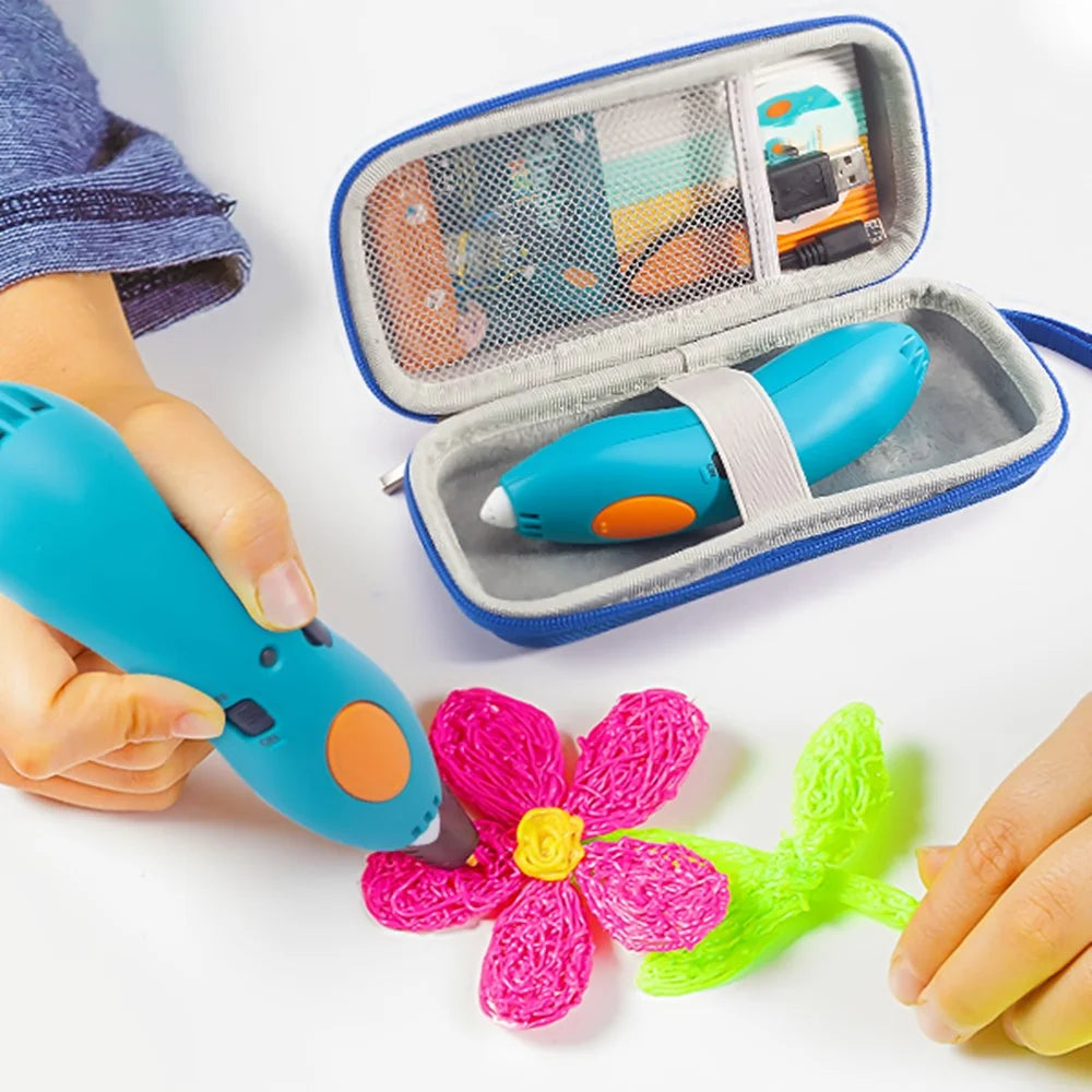 For 3Doodler Start+ Essentials 2024 2023 3D Kids Printing Pen Carrying Case Protective Portable Storage Bag - Blue + Gray - 5