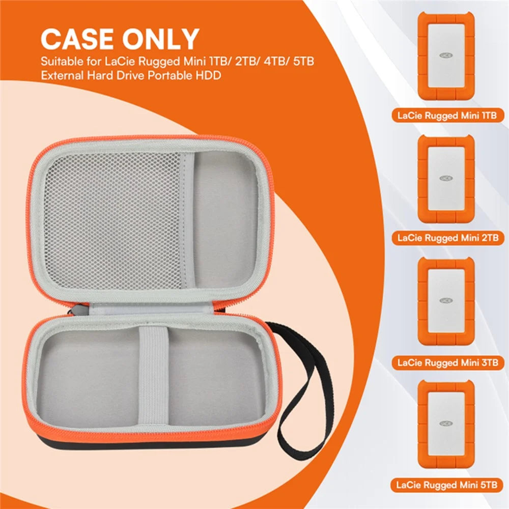 For LaCie Rugged Mini 1TB  /  2TB  /  4TB  /  5TB Portable Hard Drive Case Protective Cover Compatible with Mac PC USB 3.0 2.0 Cable SD Card - 2