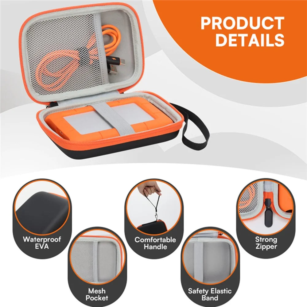 For LaCie Rugged Mini 1TB  /  2TB  /  4TB  /  5TB Portable Hard Drive Case Protective Cover Compatible with Mac PC USB 3.0 2.0 Cable SD Card - 4