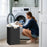 Large 40×30×60cm Large Capacity Foldable Laundry Basket Fabric Storage Hamper with Wooden Handle - Black - 3