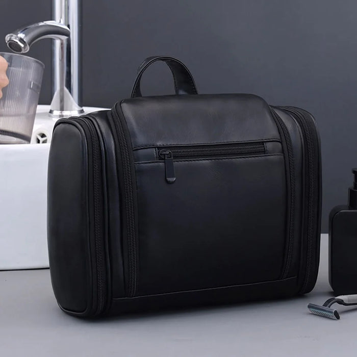 4043 4-Compartment Cosmetic Bag Waterproof Travel Toiletry Bag Large Capacity Makeup Organizer with Hook - Black - 3