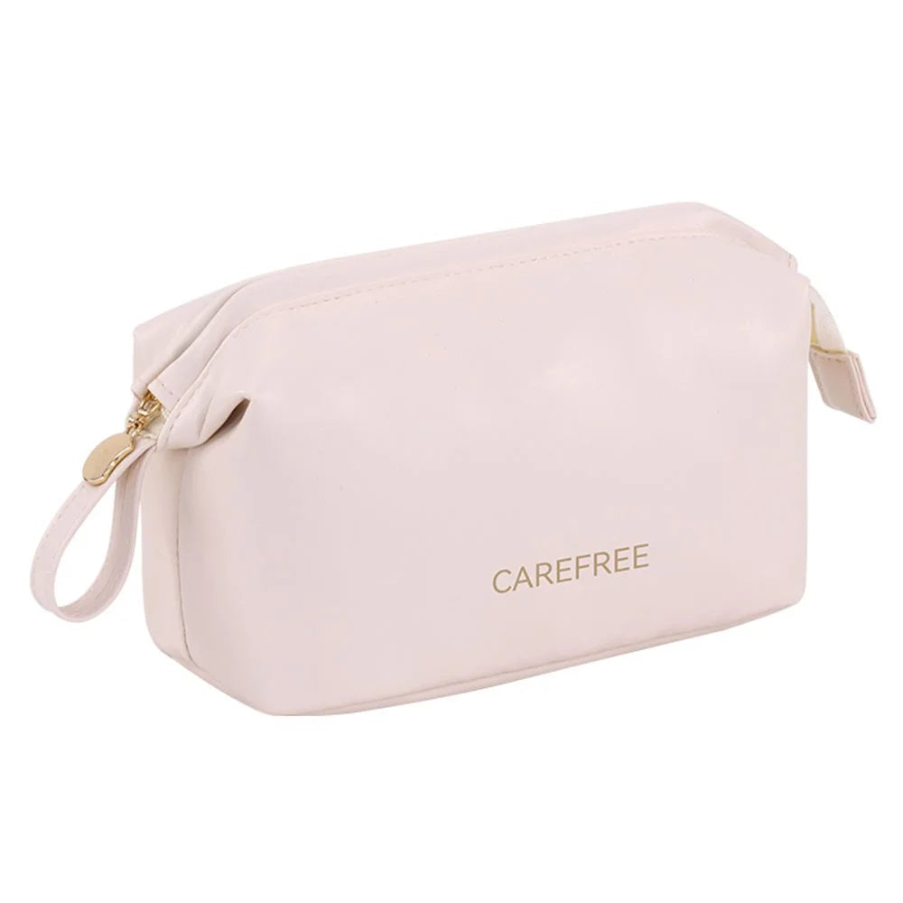 8100 Small Makeup Bag Portable Travel Skincare Storage Pouch Compact Cosmetic Organizer for Toiletries Mini Beauty Products - White - 1