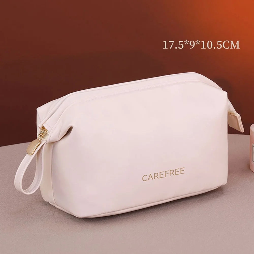 8100 Small Makeup Bag Portable Travel Skincare Storage Pouch Compact Cosmetic Organizer for Toiletries Mini Beauty Products - White - 2