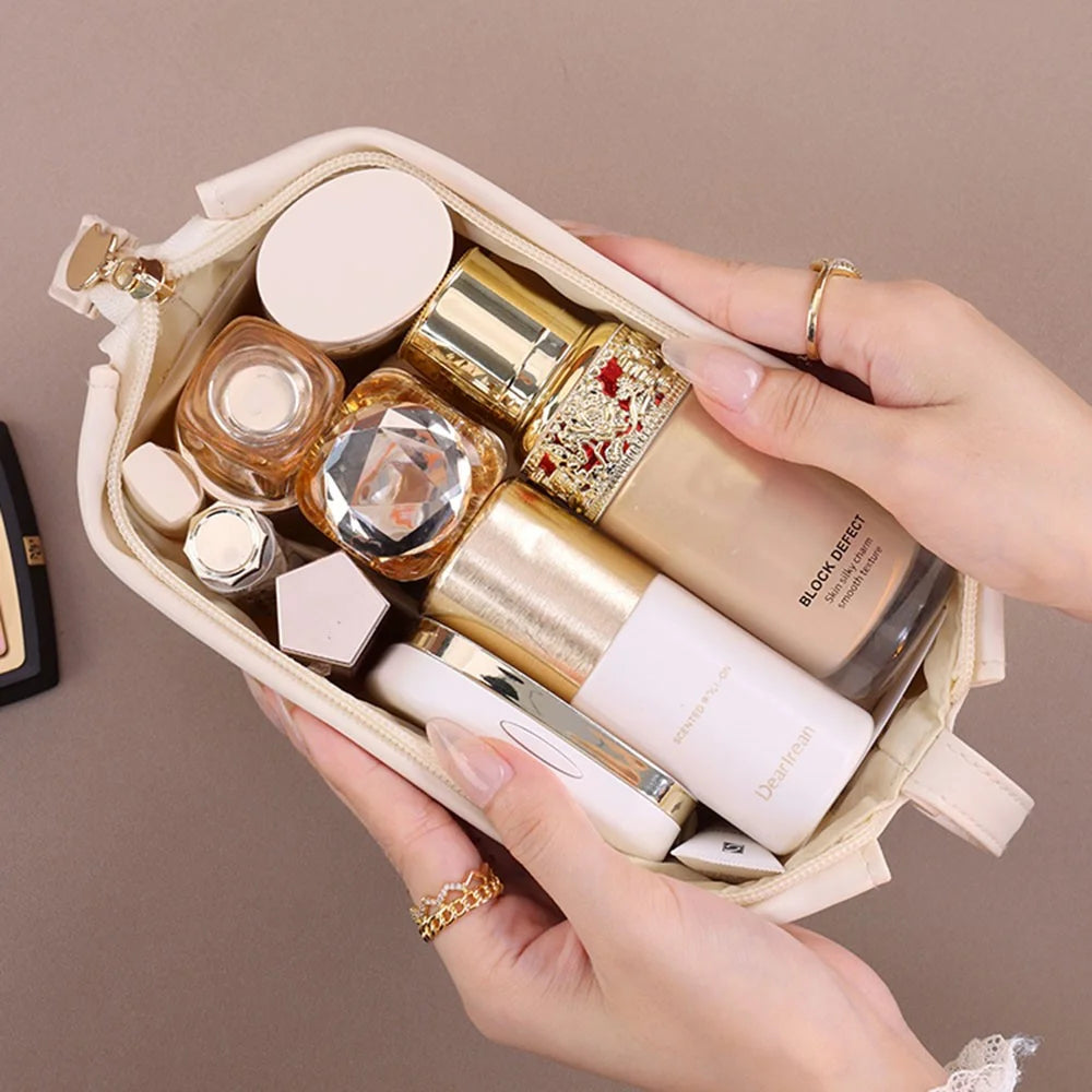 8100 Small Makeup Bag Portable Travel Skincare Storage Pouch Compact Cosmetic Organizer for Toiletries Mini Beauty Products - White - 6
