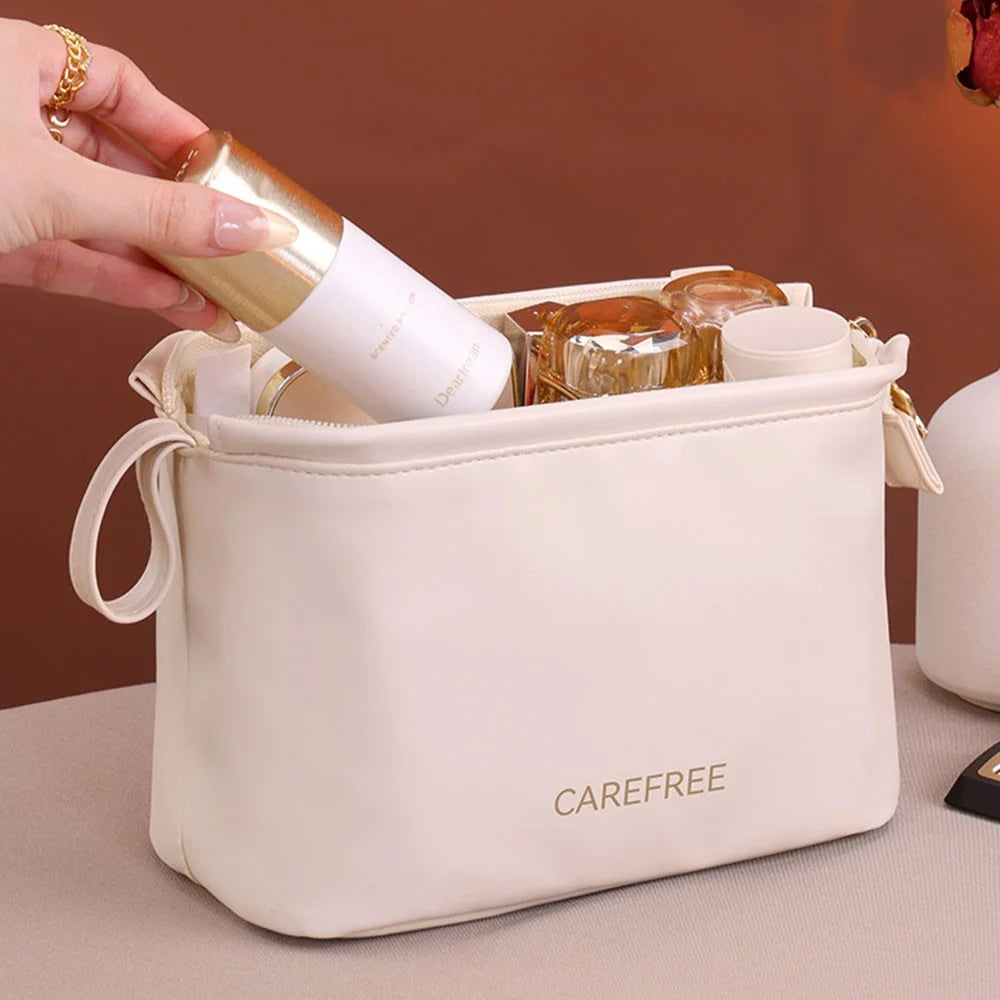 8100 Small Makeup Bag Portable Travel Skincare Storage Pouch Compact Cosmetic Organizer for Toiletries Mini Beauty Products - White - 7