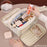 8099 Large Capacity Cosmetic Bag Portable Travel Makeup Organizer with Mesh Pockets Water-Resistant - Beige - 2