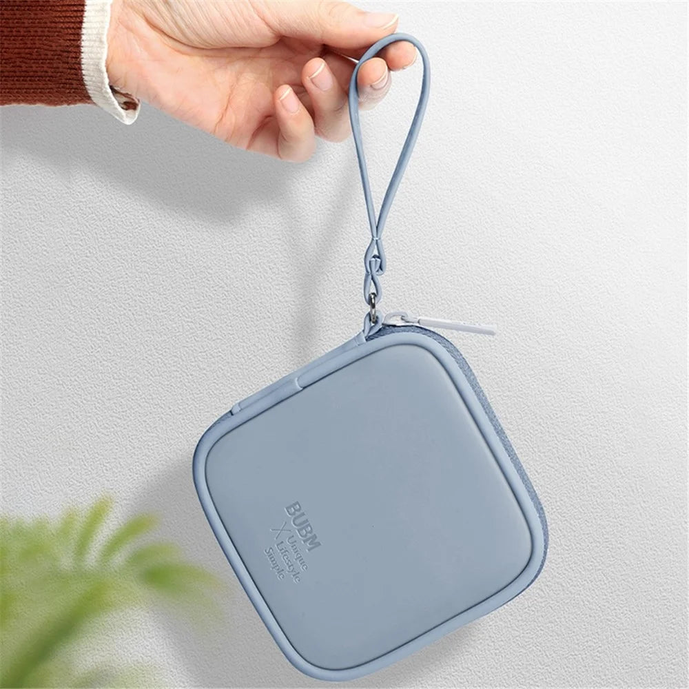 BUBM BM011N8008 Portable PU Leather Mini Case Travel Bag for Earphone Headphone U Disk Power Cord - Black - 4