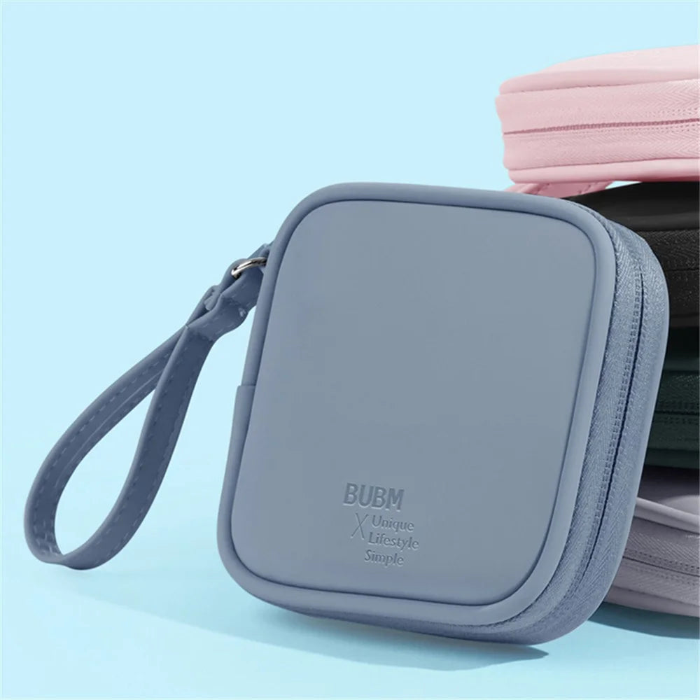 BUBM BM011N8008 Portable PU Leather Mini Case Travel Bag for Earphone Headphone U Disk Power Cord - Black - 7