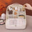 8098 Large Capacity Portable Makeup Bag For Travel Luxury Toiletry Organizer Double Layer Waterproof Cosmetic Case - Beige - 3