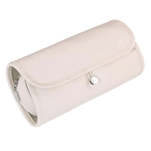 8094 PU Leather Makeup Brush Storage Bag Waterproof Foldable Cosmetic Bag Large Capacity Organizer with Mesh Pockets - White - 1