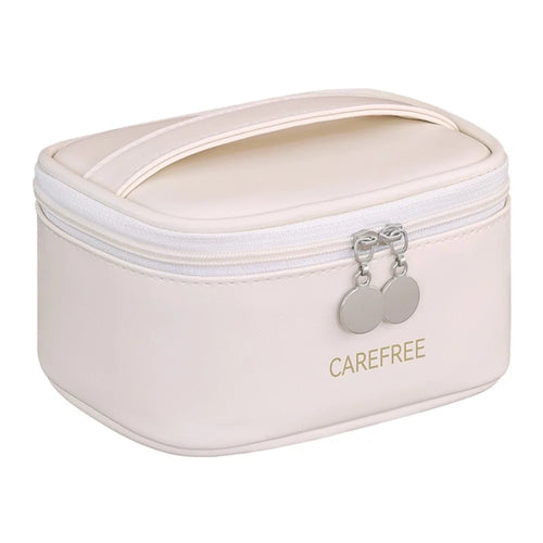 8088 Mini Travel Makeup Bag Portable Small Storage Pouch with Zipper Closure Large Capacity Cosmetics Organizer - White - 1