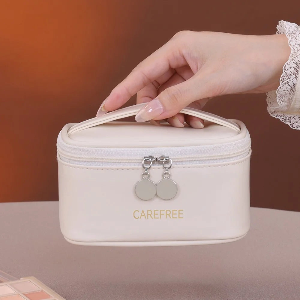 8088 Mini Travel Makeup Bag Portable Small Storage Pouch with Zipper Closure Large Capacity Cosmetics Organizer - White - 7