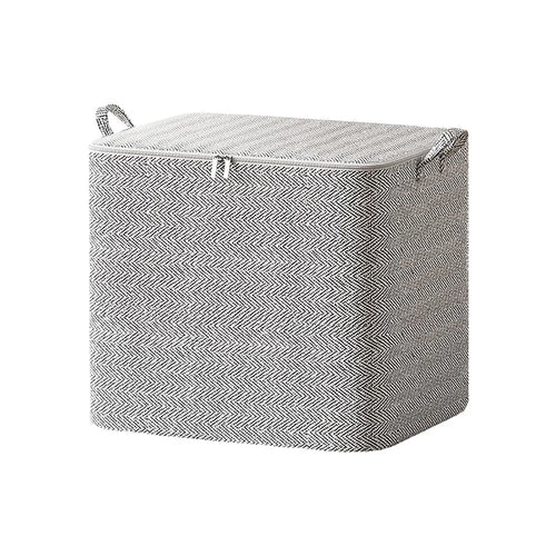 110L Non-Woven Storage Bag Large Capacity Clothes Quilt Organizer Foldable Moving Bag with Double Handles (48×44×48cm) - Grey - 1