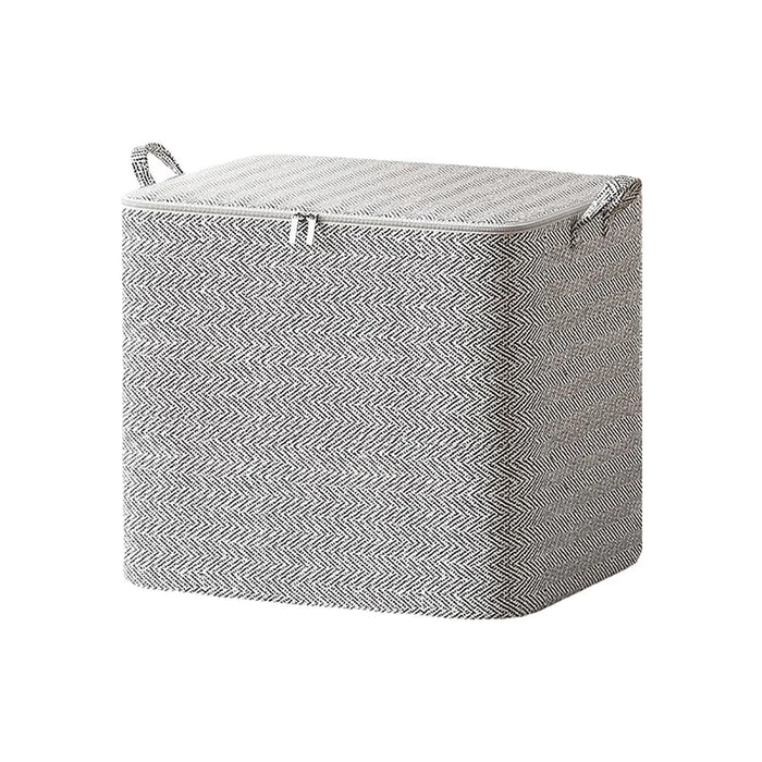 110L Non-Woven Storage Bag Large Capacity Clothes Quilt Organizer Foldable Moving Bag with Double Handles (48×44×48cm) - Grey - 1