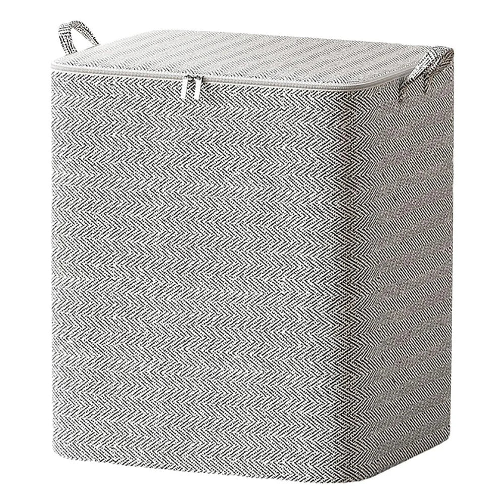 220L Large Capacity Clothes Storage Bag Non-Woven Fabric Quilt Organizer Foldable Moving Bag with Reinforced Handles and Dual Zippers (50×61×71cm) - 1