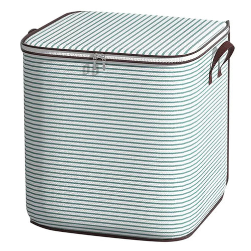 180L Large Capacity Stripe Storage Bag Foldable Luggage Bag Moisture-Proof Clothes Organizer with Double Zipper and Handles - Green Stripe - 1