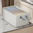 Striped Steel Frame Storage Box Stackable Clothes Container Wardrobe Organizer with Side Handles for Home - Beige Stripe - 2