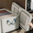 Striped Steel Frame Storage Box Stackable Clothes Container Wardrobe Organizer with Side Handles for Home - Beige Stripe - 3