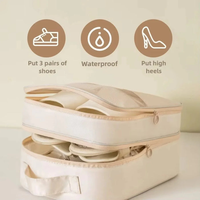 Extra Large Polyester Double Layer Shoe Storage Bag Stackable Shoe Organizer Breathable Shoe Cover Box for Home - Navy Blue - 7