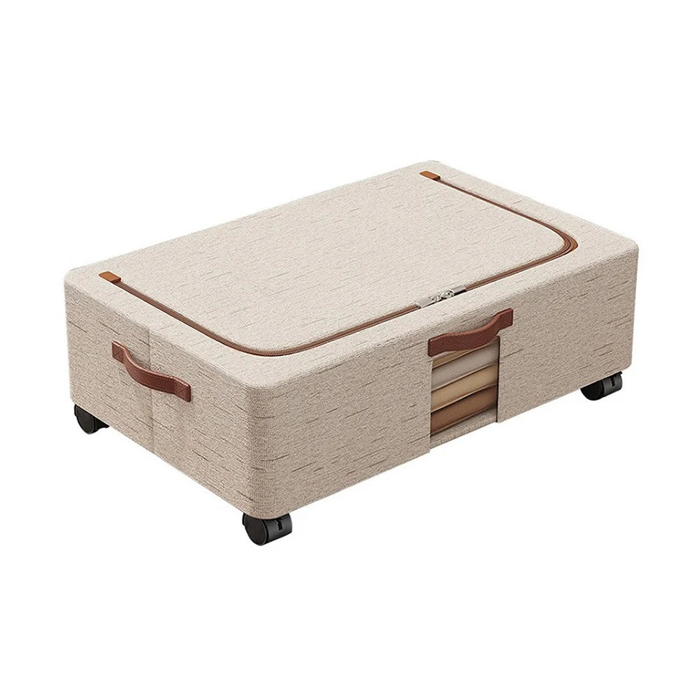 Medium Under-Bed Storage Box with Wheels Large Capacity Visible Clothes Organizer Dust-Proof Storage Bin for Home - 1