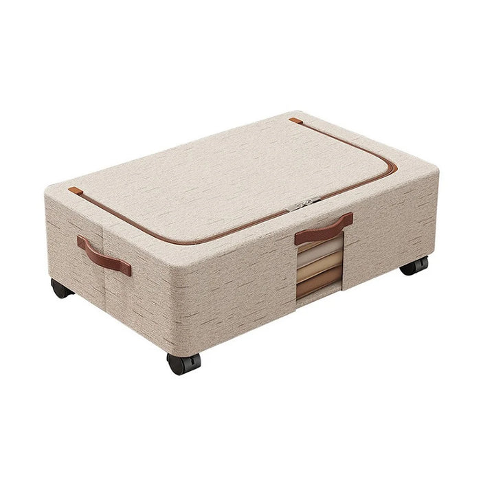 Medium Under-Bed Storage Box with Wheels Large Capacity Visible Clothes Organizer Dust-Proof Storage Bin for Home - 1