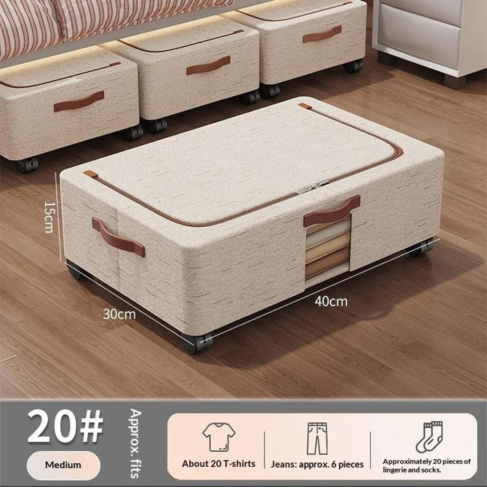 Medium Under-Bed Storage Box with Wheels Large Capacity Visible Clothes Organizer Dust-Proof Storage Bin for Home - 2