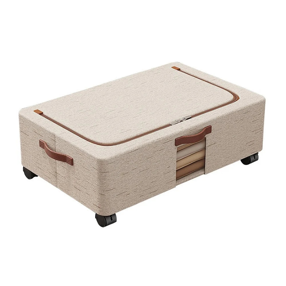 Large Under-Bed Storage Box with Wheels Large Capacity Visible Clothes Organizer Dust-Proof Storage Bin for Home - 1