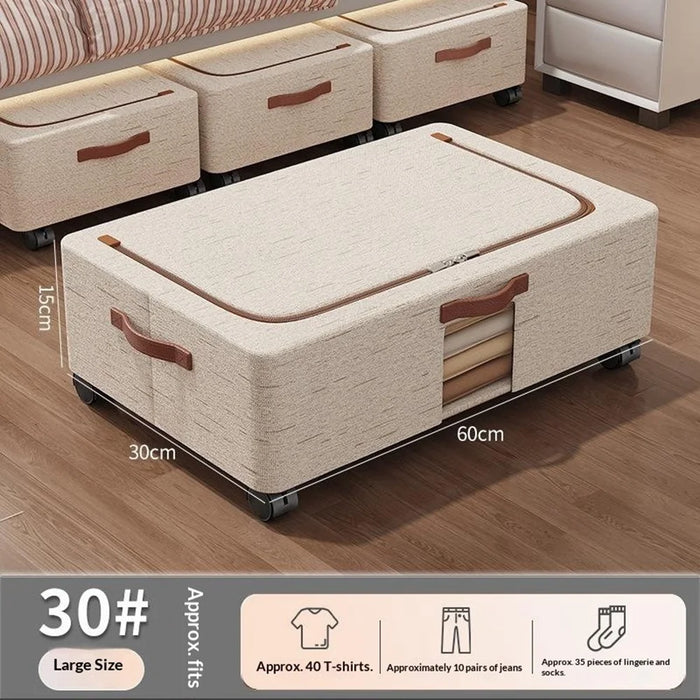 Large Under-Bed Storage Box with Wheels Large Capacity Visible Clothes Organizer Dust-Proof Storage Bin for Home - 2