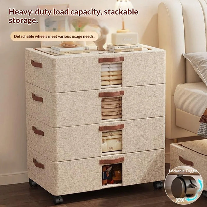 Large Under-Bed Storage Box with Wheels Large Capacity Visible Clothes Organizer Dust-Proof Storage Bin for Home - 4