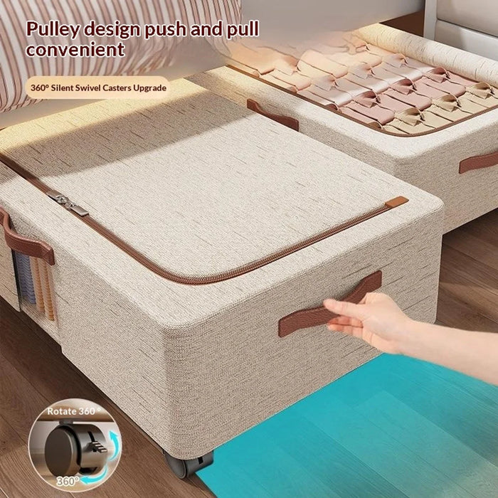 Large Under-Bed Storage Box with Wheels Large Capacity Visible Clothes Organizer Dust-Proof Storage Bin for Home - 5