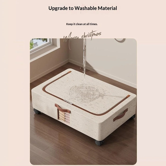 Large Under-Bed Storage Box with Wheels Large Capacity Visible Clothes Organizer Dust-Proof Storage Bin for Home - 7