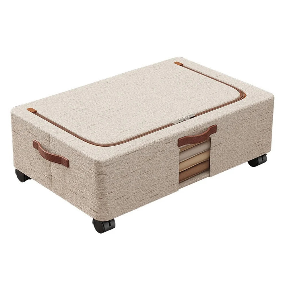 Extra Large Under-Bed Storage Box with Wheels Large Capacity Visible Clothes Organizer Dust-Proof Storage Bin for Home - 1