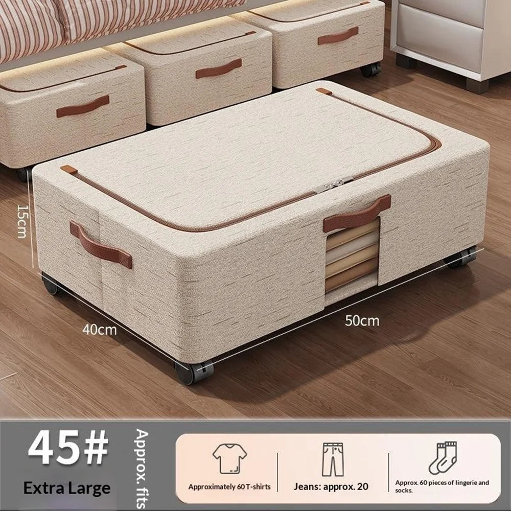Extra Large Under-Bed Storage Box with Wheels Large Capacity Visible Clothes Organizer Dust-Proof Storage Bin for Home - 2