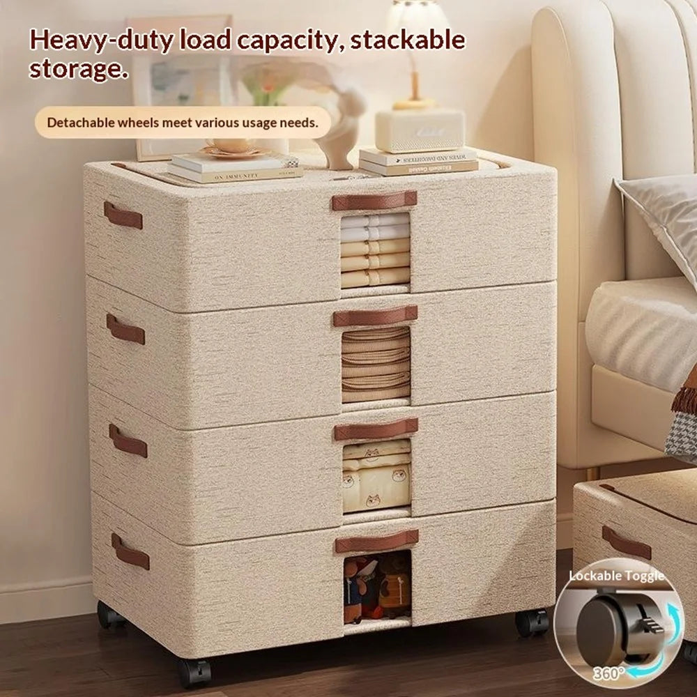 Extra Large Under-Bed Storage Box with Wheels Large Capacity Visible Clothes Organizer Dust-Proof Storage Bin for Home - 4