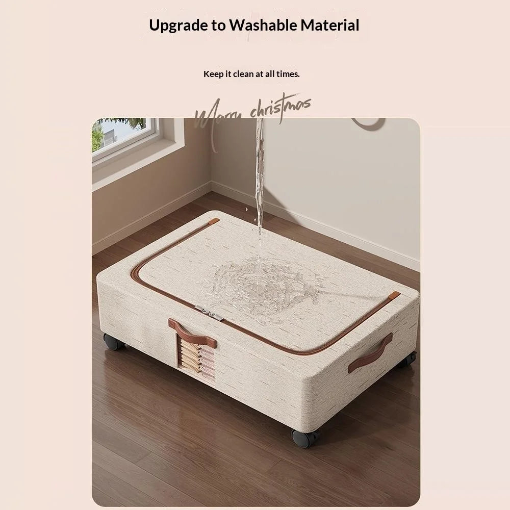 Extra Large Under-Bed Storage Box with Wheels Large Capacity Visible Clothes Organizer Dust-Proof Storage Bin for Home - 7