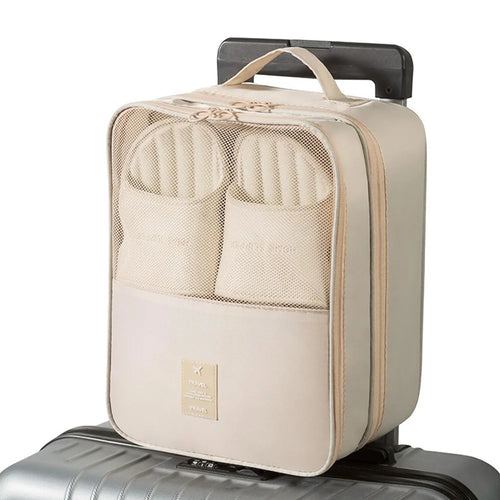 Shoe Storage Bag Travel Portable Luggage Organizer Footwear Pouch for Business Trip  /  Vacation - Beige - 1