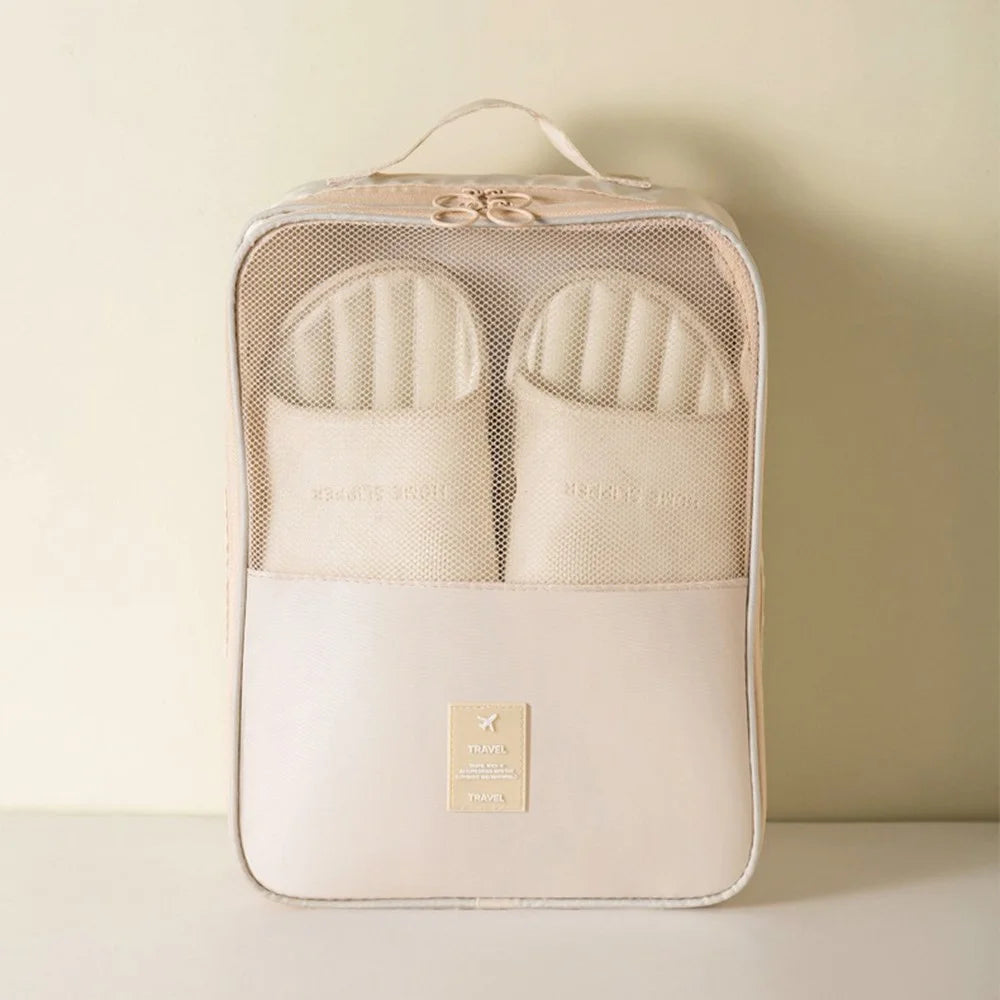 Shoe Storage Bag Travel Portable Luggage Organizer Footwear Pouch for Business Trip  /  Vacation - Beige - 2