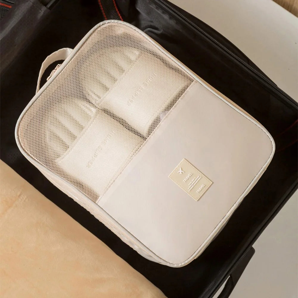 Shoe Storage Bag Travel Portable Luggage Organizer Footwear Pouch for Business Trip  /  Vacation - Beige - 5
