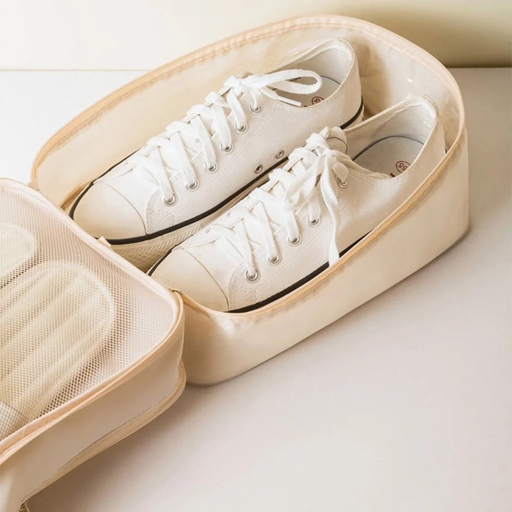 Shoe Storage Bag Travel Portable Luggage Organizer Footwear Pouch for Business Trip  /  Vacation - Beige - 6