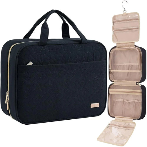 Hanging Toiletry Bag Large Capacity Oxford Cloth Travel Makeup Organizer Waterproof Cosmetic Storage Pouch - Black - 1