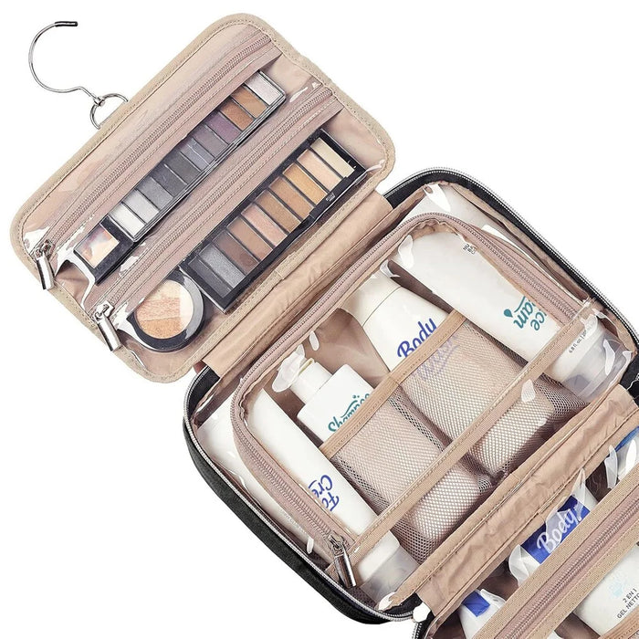 Hanging Toiletry Bag Large Capacity Oxford Cloth Travel Makeup Organizer Waterproof Cosmetic Storage Pouch - Black - 5