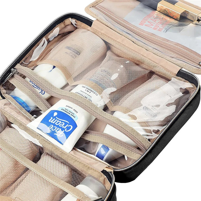 Hanging Toiletry Bag Large Capacity Oxford Cloth Travel Makeup Organizer Waterproof Cosmetic Storage Pouch - Black - 6