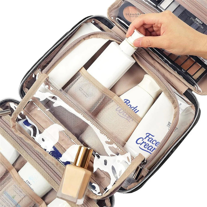 Hanging Toiletry Bag Large Capacity Oxford Cloth Travel Makeup Organizer Waterproof Cosmetic Storage Pouch - Black - 7