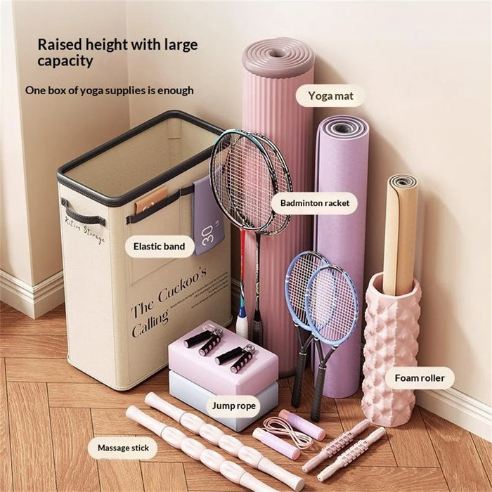 Foldable Yoga Mat Storage Bucket Space Saving Steel Frame Sports Equipment Organizer Basket - Pink - 5