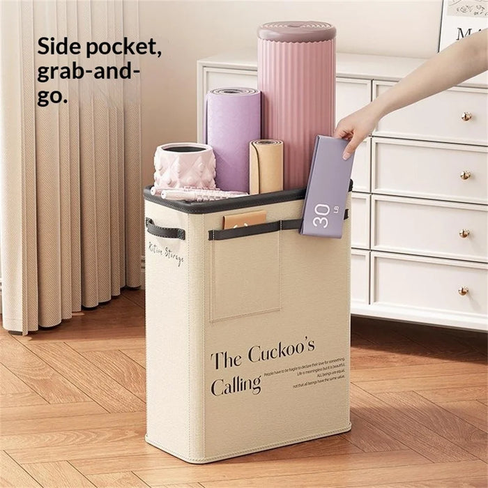 Foldable Yoga Mat Storage Bucket Space Saving Steel Frame Sports Equipment Organizer Basket - Pink - 6