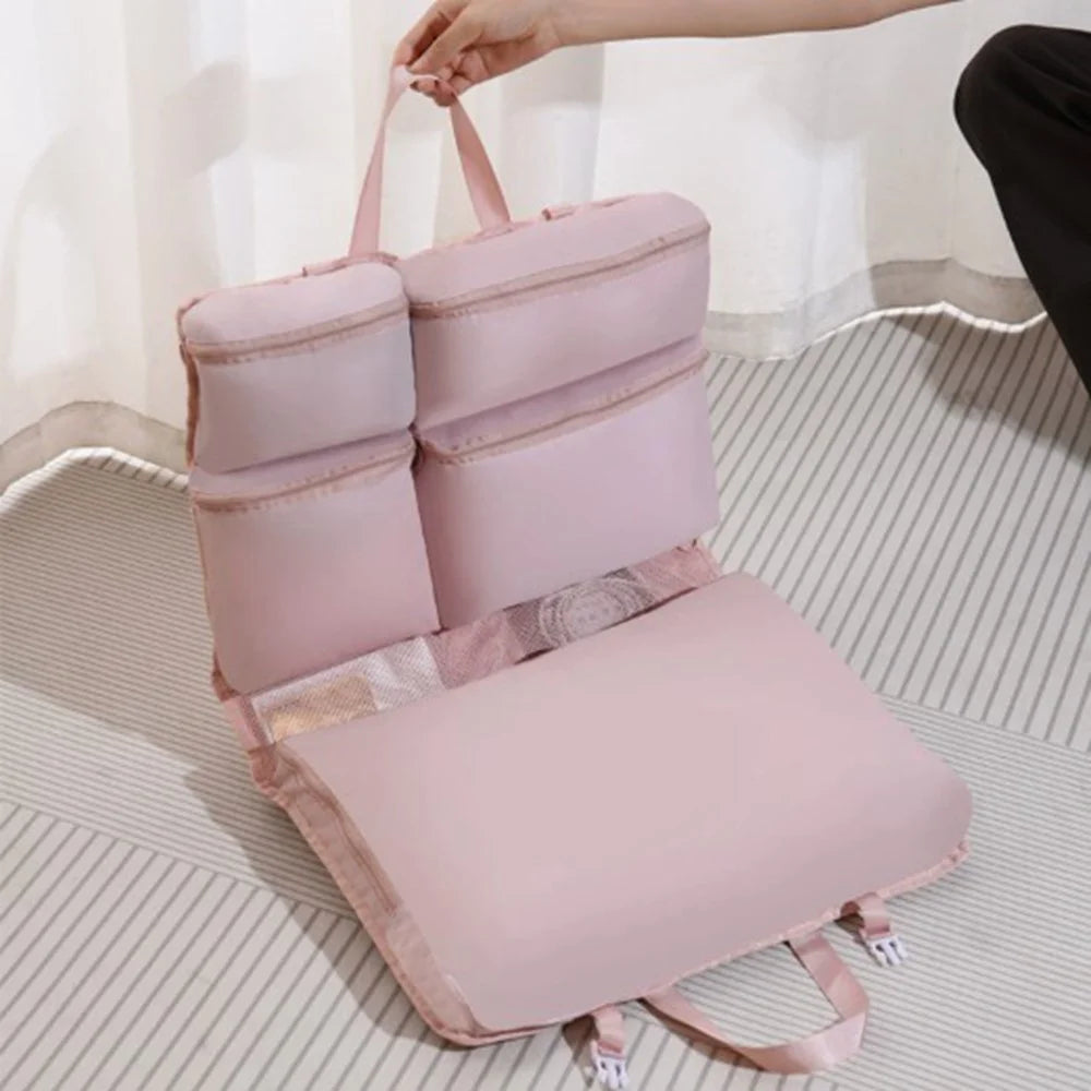 7 Separate Compartments Hanging Clothes Storage Bags Portable Underwear Organizer Large Capacity Toiletry Bag for Travel Business - Pink - 5