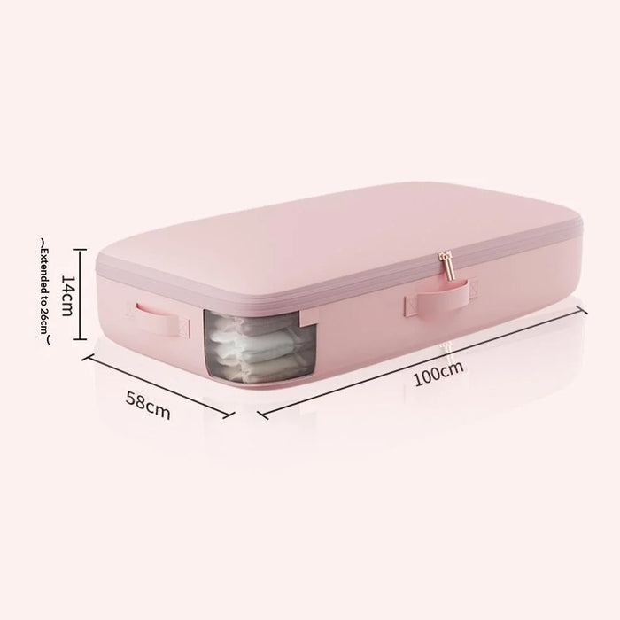 Satin Down Jacket Compression Storage Bag Extra-Long Large-Capacity Organizer for Quilts Cotton Coats - Pink - 5
