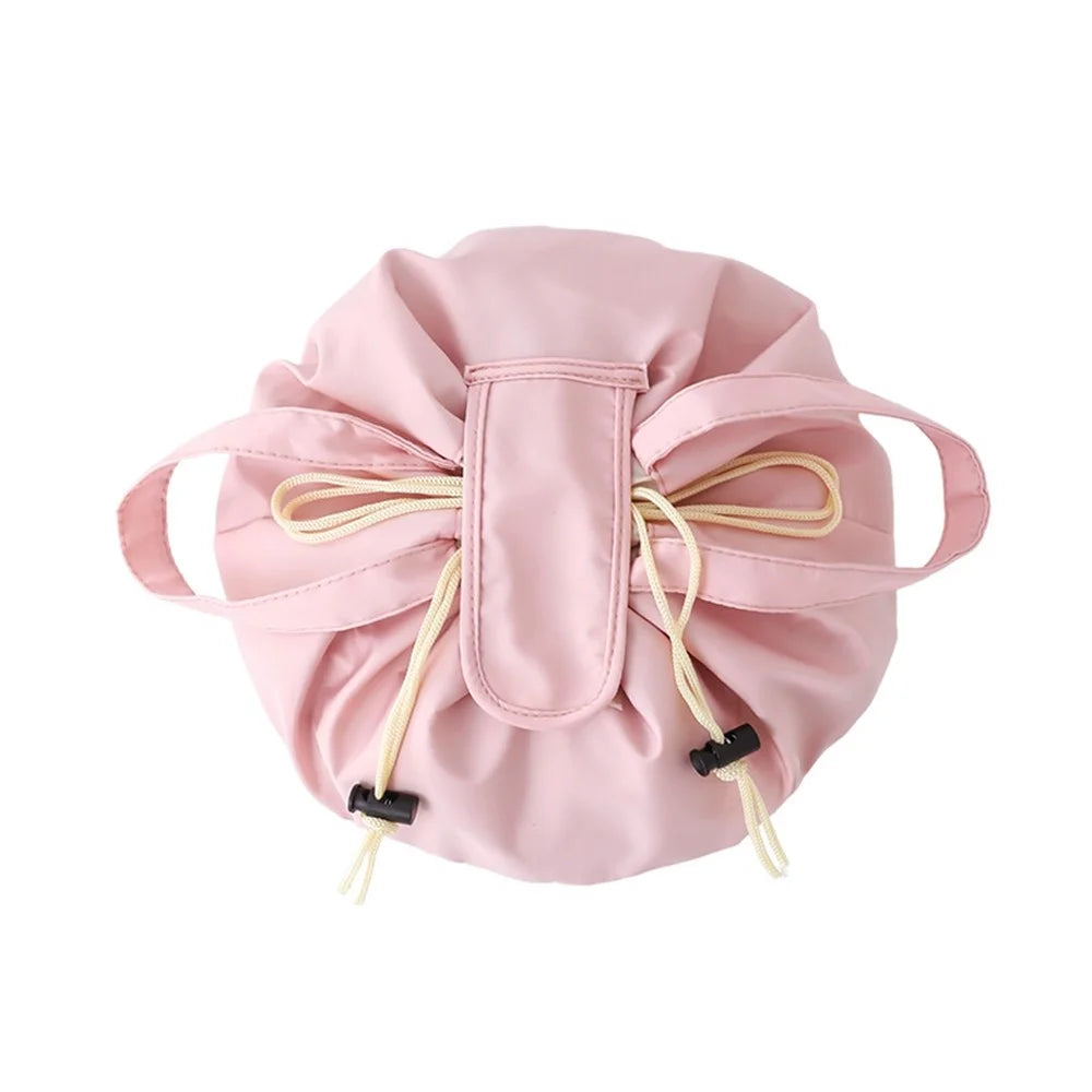 Large Capacity Drawstring Makeup Bag Portable Wear-Resistant Travel Toiletry Organizer for Travel Daily Use - Pink - 2